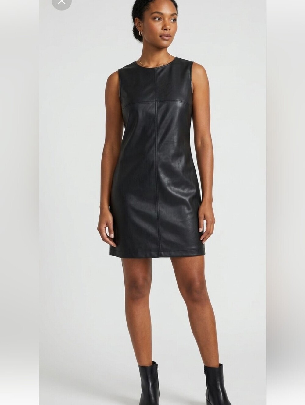 5/48 Sleeveless Faux Leather Mini Dress Black Sz Small NWT